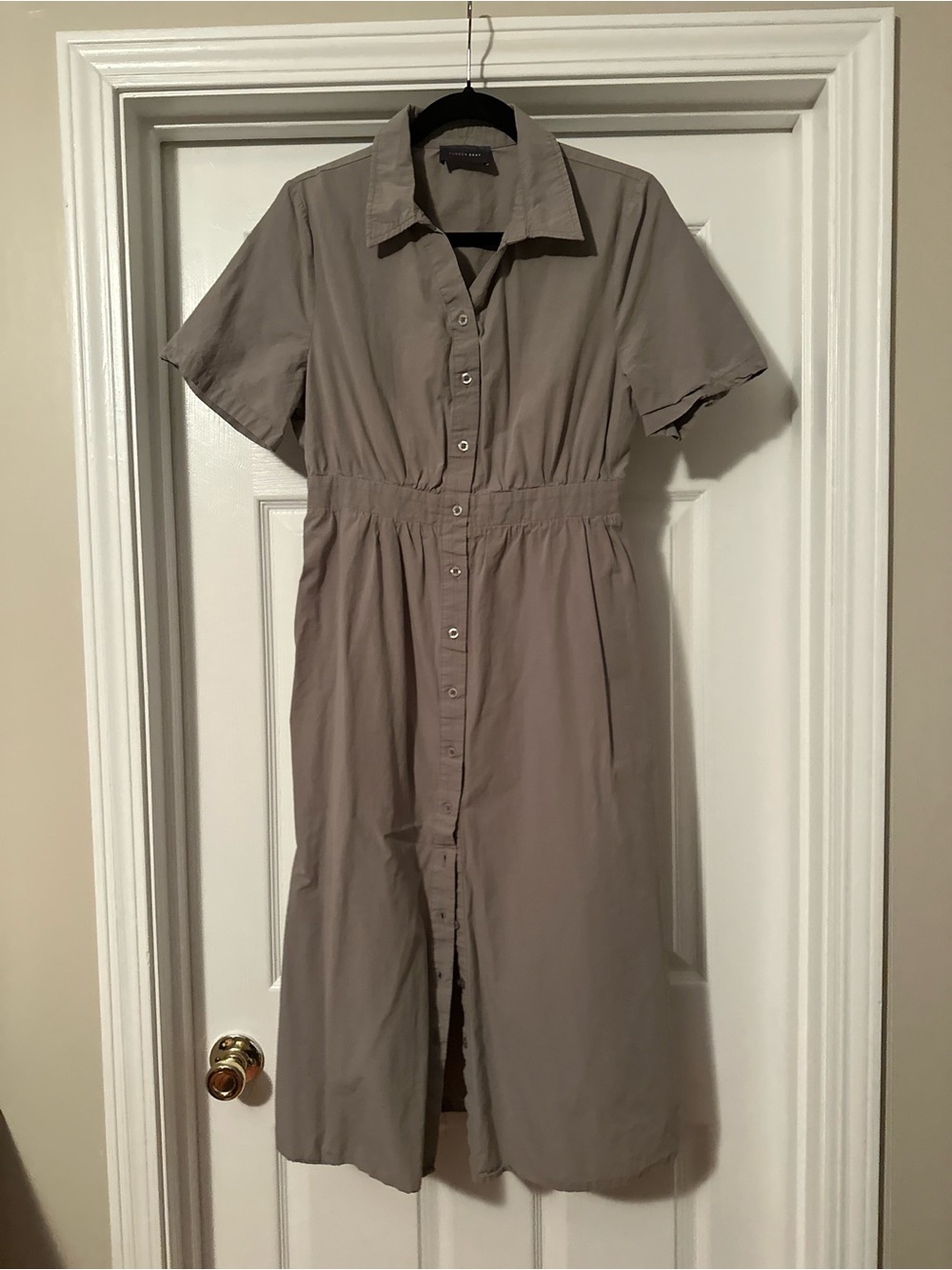 Classic Button-Front Army Green Shirt Dress
